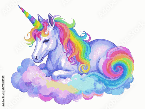 Mythical Pastel Portrait unicorn isolated watercolor vector illustration svg