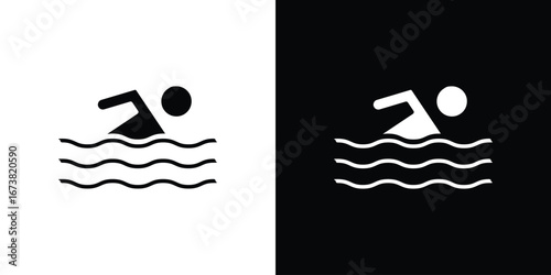 Swimming icon graphic doodle designs collection