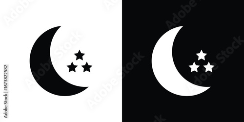 Moon stars icon graphic doodle designs collection