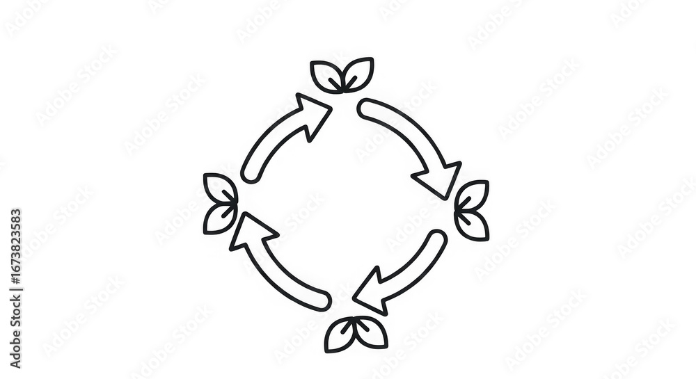 Fototapeta premium Circular Arrows With Leaves Eco Icon