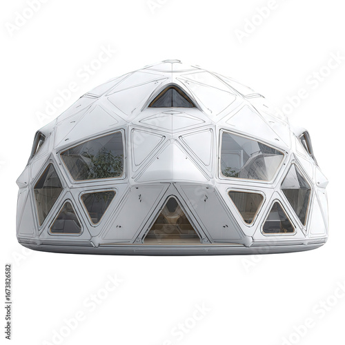 White Geodesic Dome House Architectural 3D Rendering