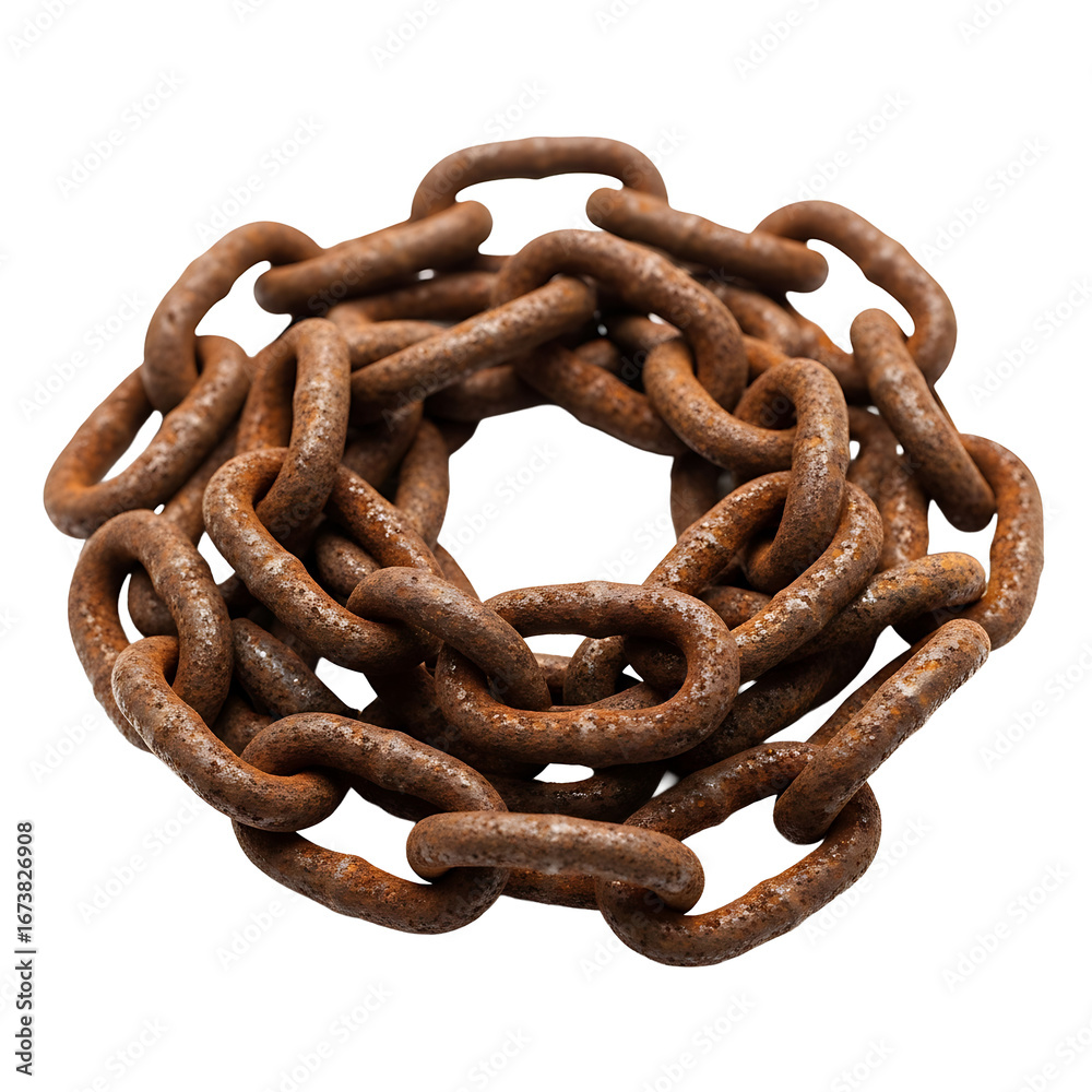 Fototapeta premium Pile of rusty metal chains for halloween decoration : elements for halloween on transparent background
