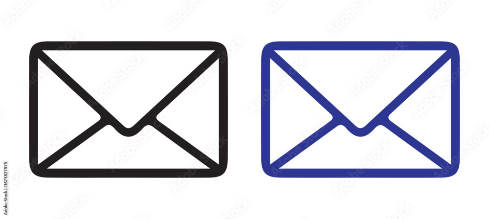 Black and White Vector Email Icons for Tech Projects vector illustration 