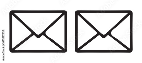 Black and White Vector Email Icons for Tech Projects vector illustration 