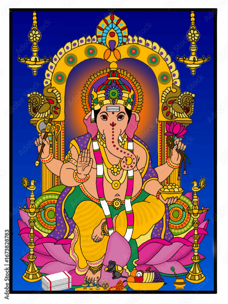 Obraz premium hand drawn digital art of lord ganesha