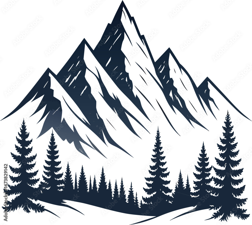 Fototapeta premium Minimalist Mountain Illustration