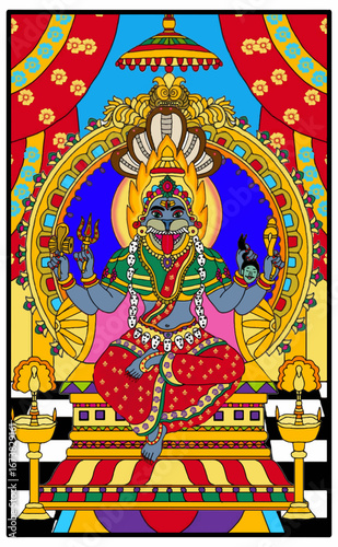 hand drawn digital art of goddess narsimhi