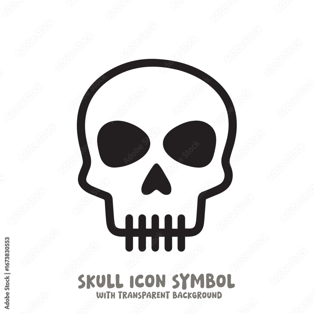 Fototapeta premium Black and White Skull Icon Symbol Vector Image Illustration Minimalist Design Graphic Art