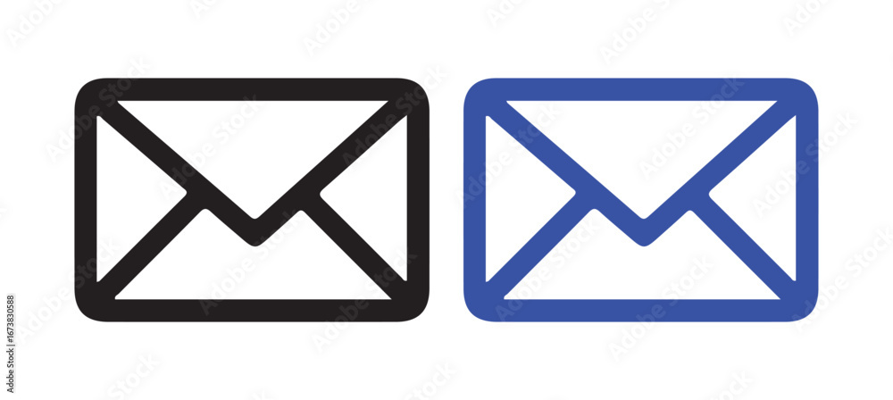 Black and White Email Symbols for Web and App Development vector illustration 