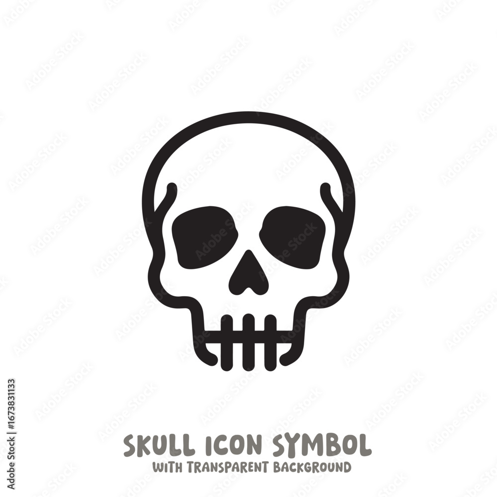 Fototapeta premium Black and White Skull Icon Symbol Vector Image Illustration Minimalist Design Graphic Art