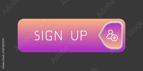 CTA button with text: Sign up, user, UI design.