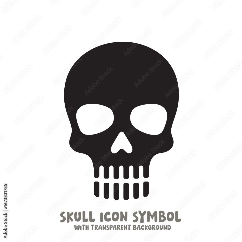 Fototapeta premium Black and White Skull Icon Symbol Vector Image Illustration Minimalist Design Graphic Art