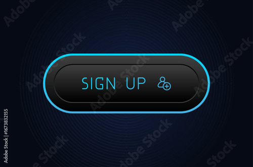 CTA button with text: Sign up, user, UI design.