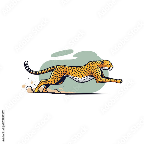 A cheetah in full stride, powerful and graceful, running across the savanna.