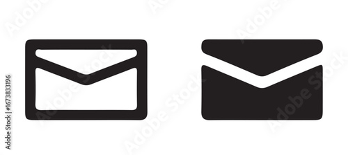 Communication Icons: Email Envelopes in Line and Solid Styles vector illustration 