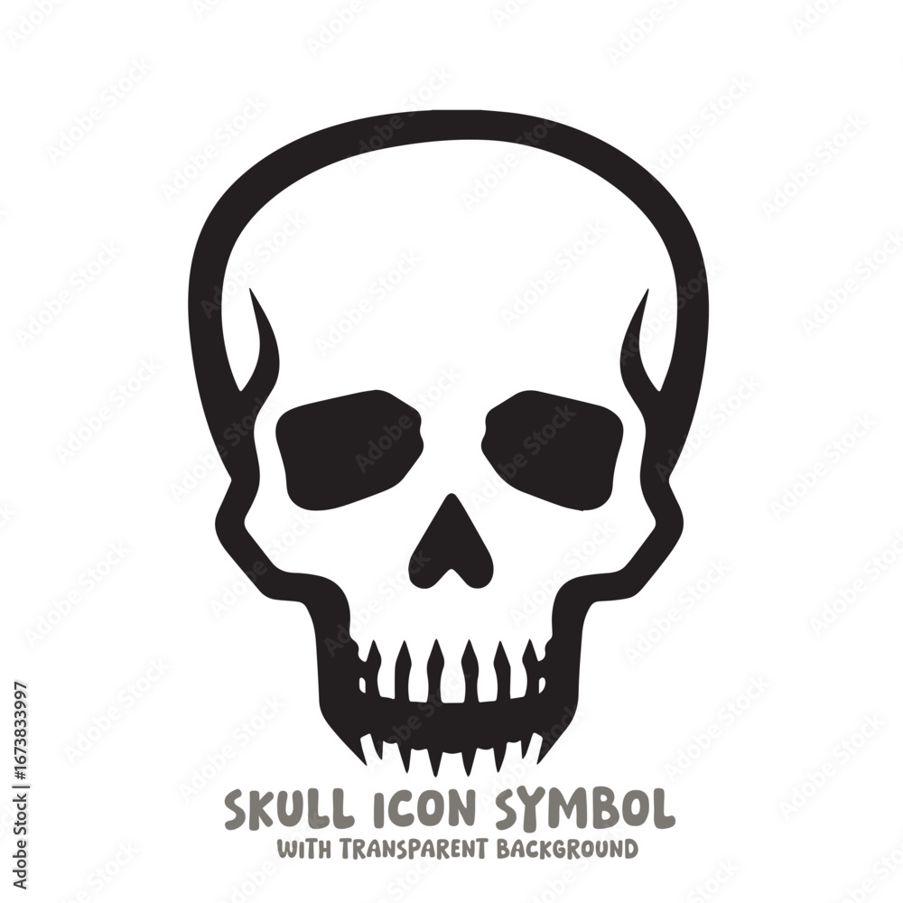 Fototapeta premium Black and White Skull Icon Symbol Vector Image Illustration Minimalist Design Graphic Art