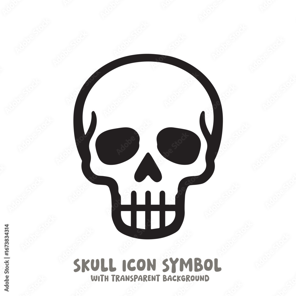 Fototapeta premium Black and White Skull Icon Symbol Vector Image Illustration Minimalist Design Graphic Art