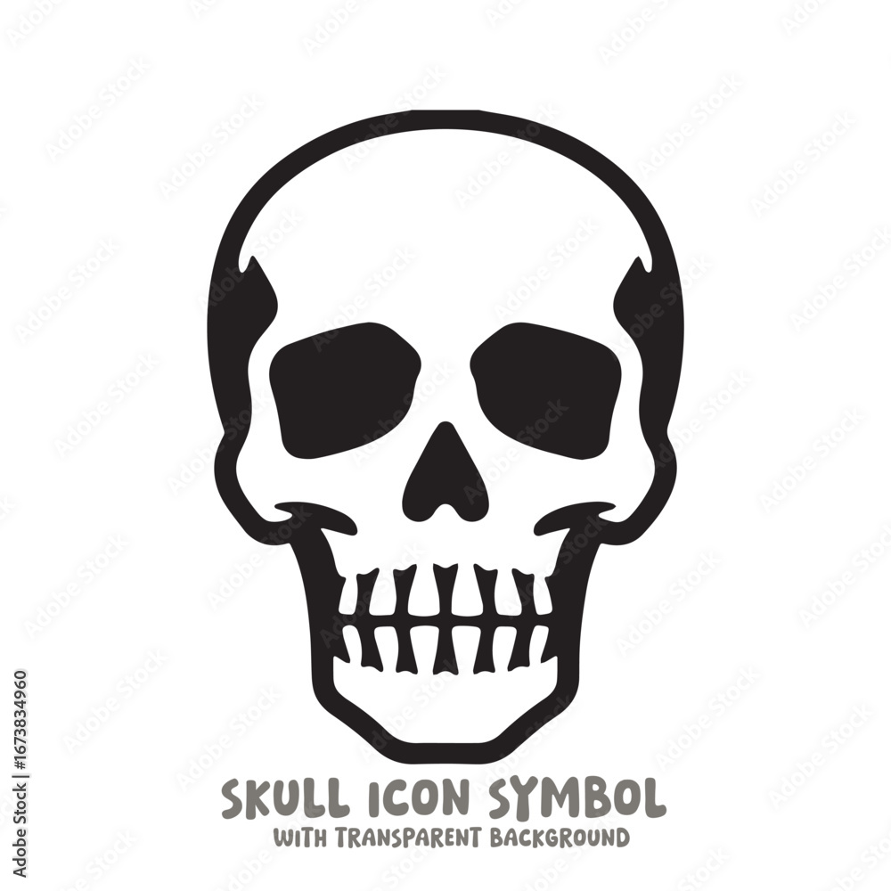 Fototapeta premium Black and White Skull Icon Symbol Vector Image Illustration Minimalist Design Graphic Art