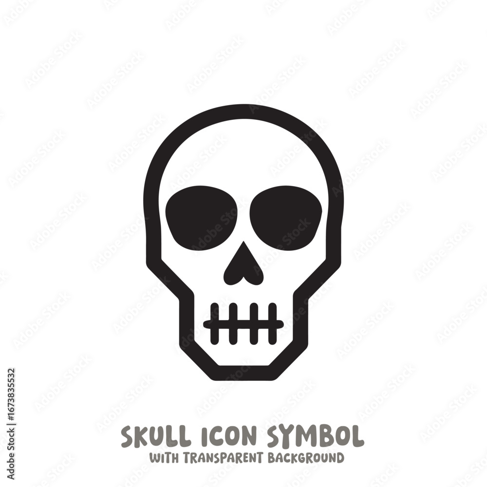 Fototapeta premium Black and White Skull Icon Symbol Vector Image Illustration Minimalist Design Graphic Art