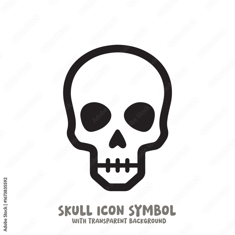 Fototapeta premium Black and White Skull Icon Symbol Vector Image Illustration Minimalist Design Graphic Art