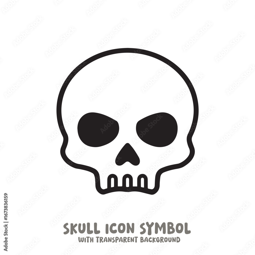Fototapeta premium Black and White Skull Icon Symbol Vector Image Illustration Minimalist Design Graphic Art