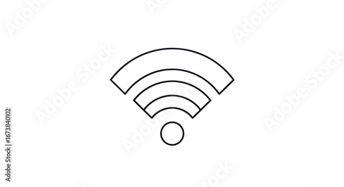 Simple Black and White WiFi Signal Icon.