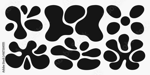 Abstract organic shapes in black and white with a modern fluid and minimalist design
