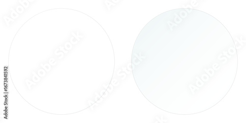clear circle glass or acrylic plate on transparent background. Acrylic and glass texture with glares and reflection. Realistic glass window in rectangle frame,Ideal for showcasing objects or designs.
