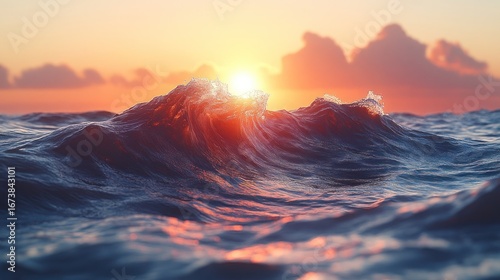 Sunrise over a turbulent ocean