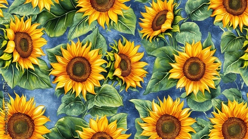 Vibrant Sunflower Watercolor Pattern Seamless Repeat Botanical Summer Floral Design