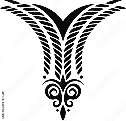 Ornate Symmetrical Decorative Motif - Tribal Design