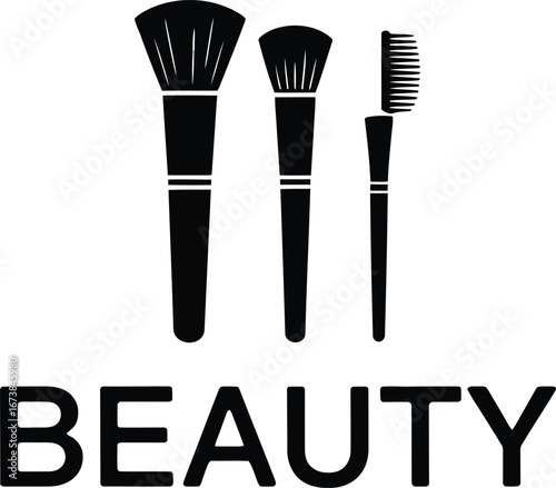 Stylish makeup brushes in a simple graphic design.