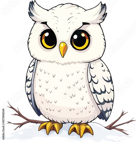 Cute cartoon a illustrator vector snowy owl
