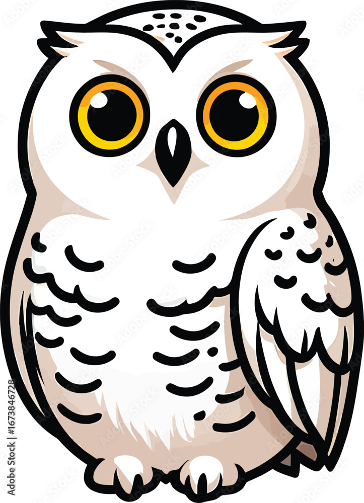 Obraz premium Cute cartoon a illustrator vector snowy owl