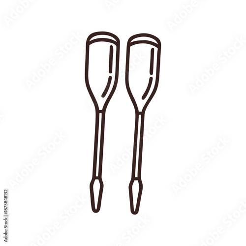 Illustration of two oars, equipment for rowing or paddling a boat.