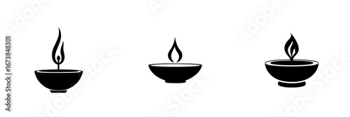 Minimalist black-and-white vector illustrations of candle silhouettes expressing tranquility and warmth for various design uses