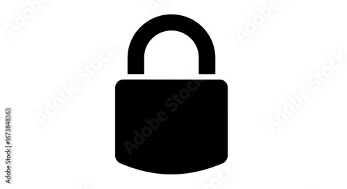 Simple Black Silhouette of a Padlock Symbol.