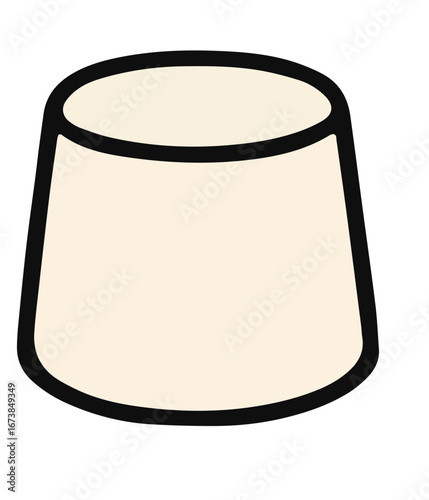 Minimalist beige truncated cone icon, cartoon style.