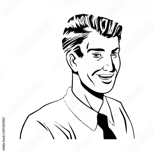 Comic Style Man Portrait Vect...