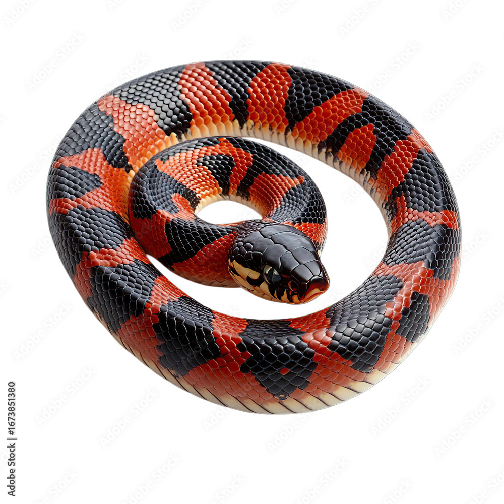 Naklejka premium Scarlet Snake Coiled, Reptile, Wildlife, Nature