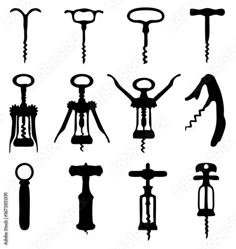 Corkscrews - Black Silhouette...