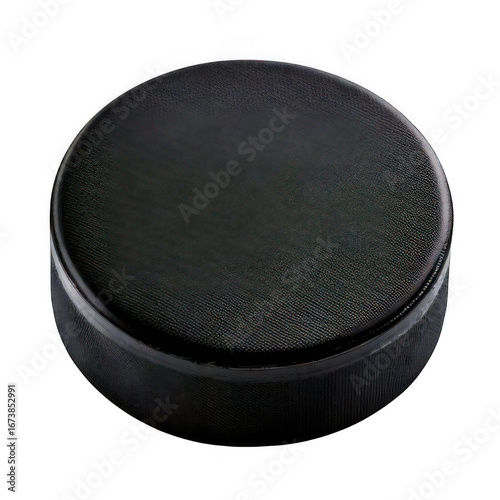 Ice hockey puck, isolated white and transparent background.