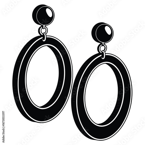 Elegant oval hoop earrings with black detail exquisite fashion jewelry accessory design