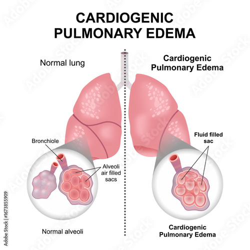 Cardiogenic Pulmonary Edema Flashcard Lung Illustration