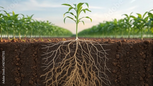 Detailed Diagram of Plant Root System and Nutrient Absorption Process