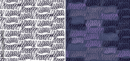 Trendy hand drawn doodle abstract pattern background, bag print, clothes fashion. 100% hand drawn vector image.