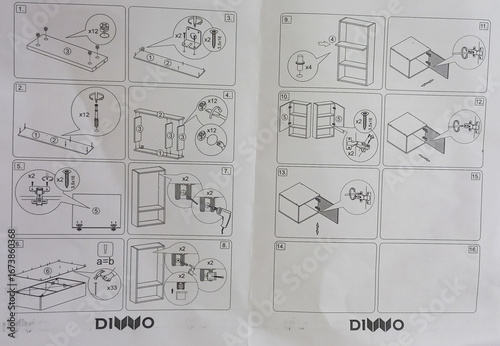 Assembly instructions for furniture with step-by-step diagrams  