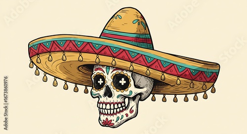 Sugar Skull Sombrero: Hand-Drawn Fiesta