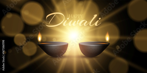 Decorative banner design for Diwali Festival of Lights 