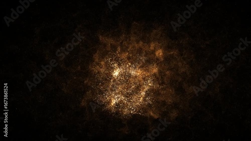gold circle flame gold particles dust Transparent background. Seamless loop